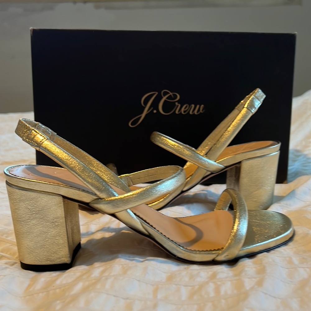 J crew minimal slingback gold sandal 7.5 new